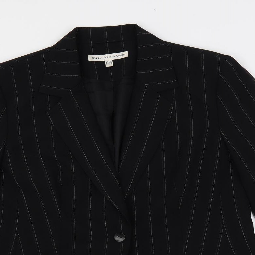 Fenn Wright Manson Womens Black Striped Jacket Blazer Size 14 Button