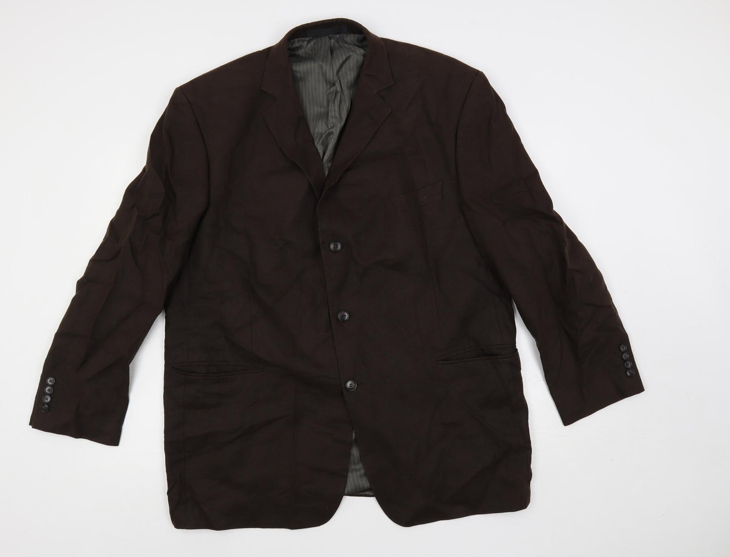 Marks and Spencer Mens Brown Linen Jacket Blazer Size 46 Regular