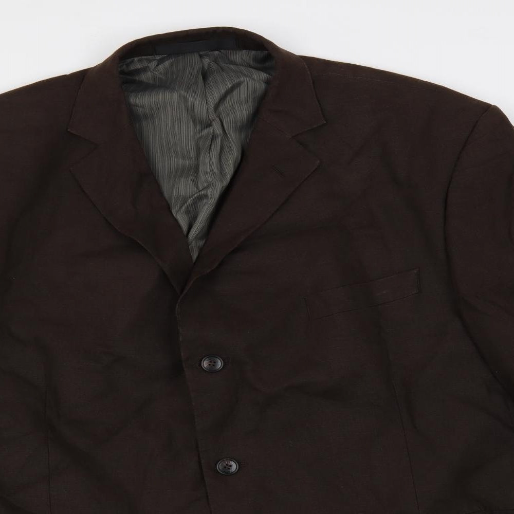 Marks and Spencer Mens Brown Linen Jacket Blazer Size 46 Regular