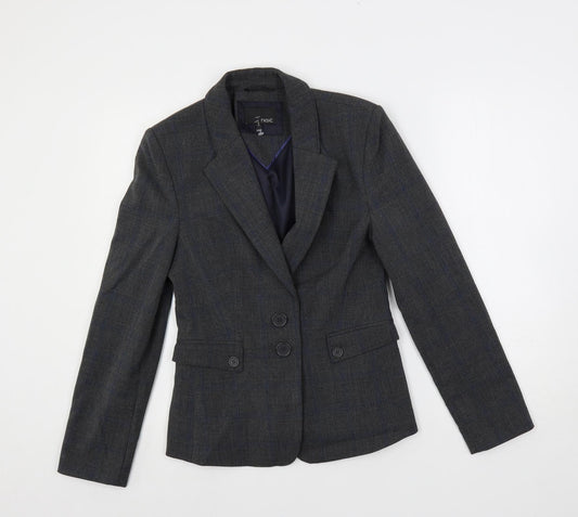 NEXT Womens Grey Plaid Jacket Blazer Size 8 Button