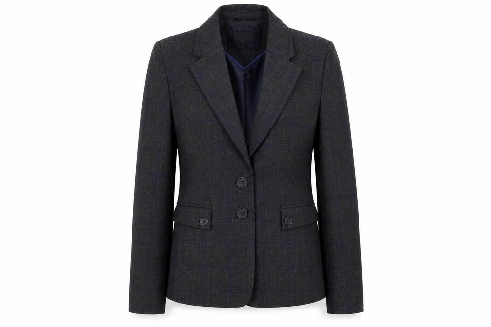 Next Womens Grey Plaid Jacket Blazer Size 8 Button