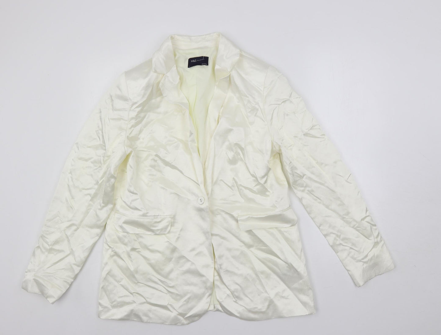 Marks and Spencer Womens Ivory Jacket Blazer Size 14 Button