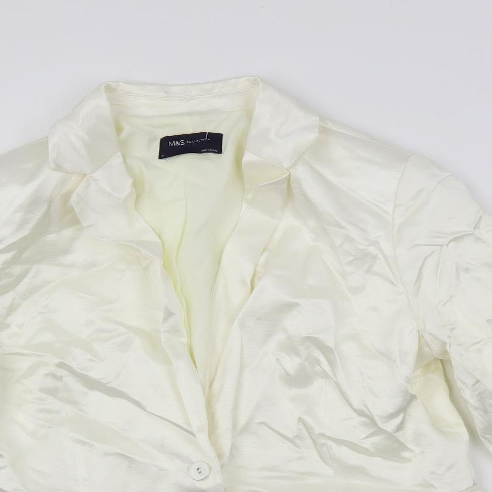 Marks and Spencer Womens Ivory Jacket Blazer Size 14 Button