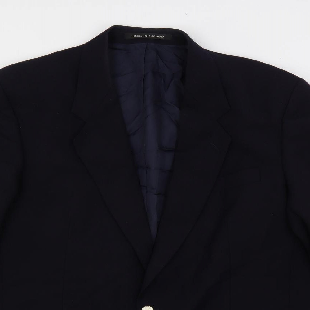 The Label Mens Blue Wool Jacket Blazer Size 44 Regular