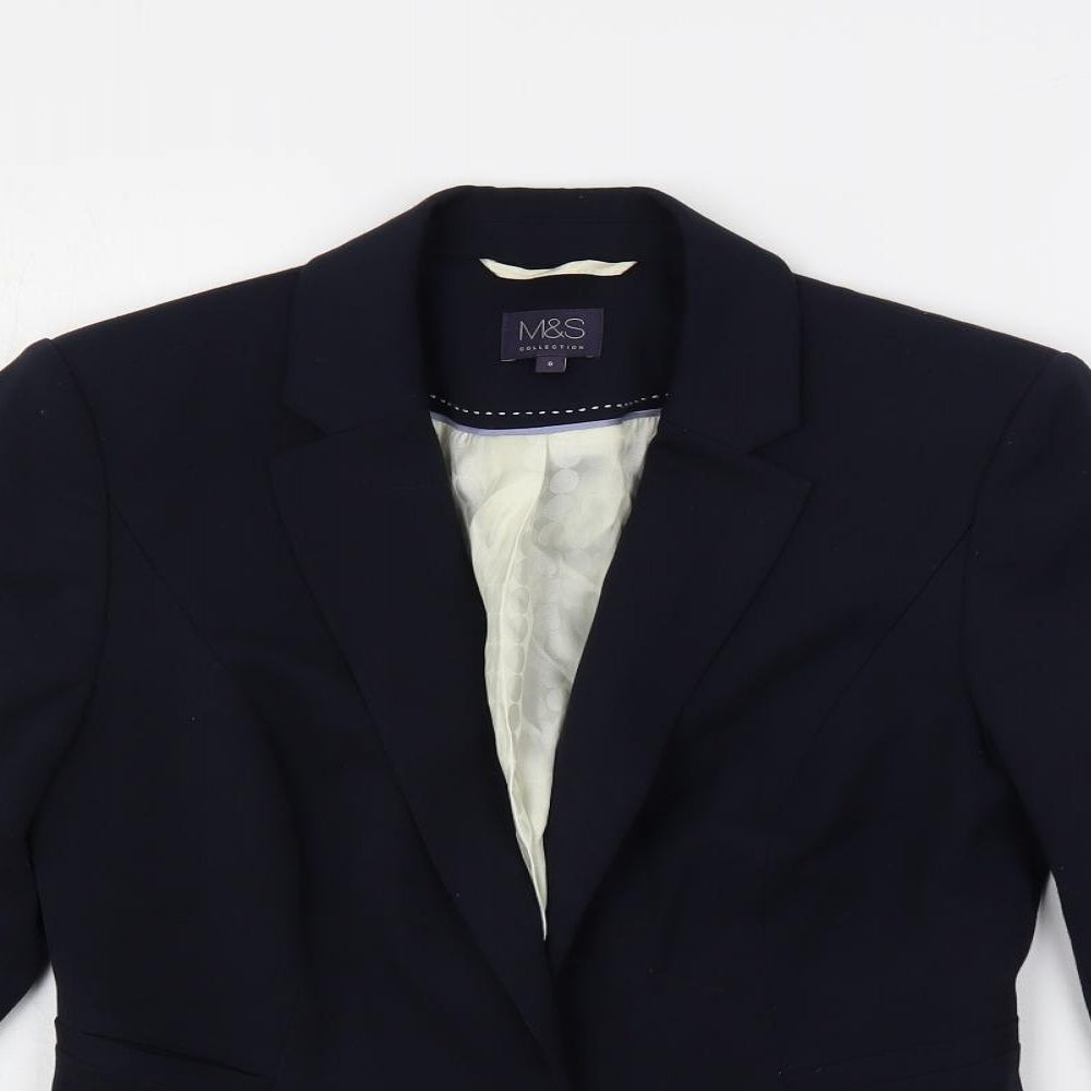 Marks and Spencer Womens Blue Jacket Blazer Size 8 Button