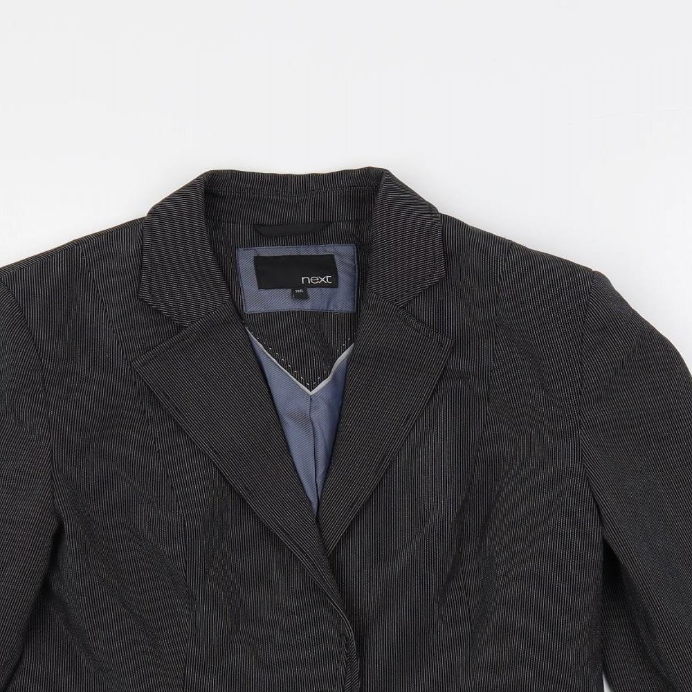 NEXT Womens Black Striped Jacket Blazer Size 10 Button