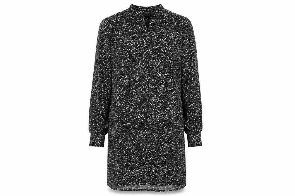 H&M Womens Black Animal Print Viscose Shift Size XS Round Neck Button