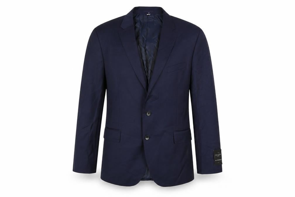 Front view of Autograph men’s blue wool jacket suit jacket, size 46, regular