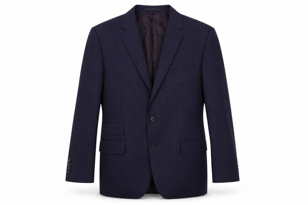Marks and Spencer Mens Blue Striped Wool Jacket Suit Jacket Size 44 Regular