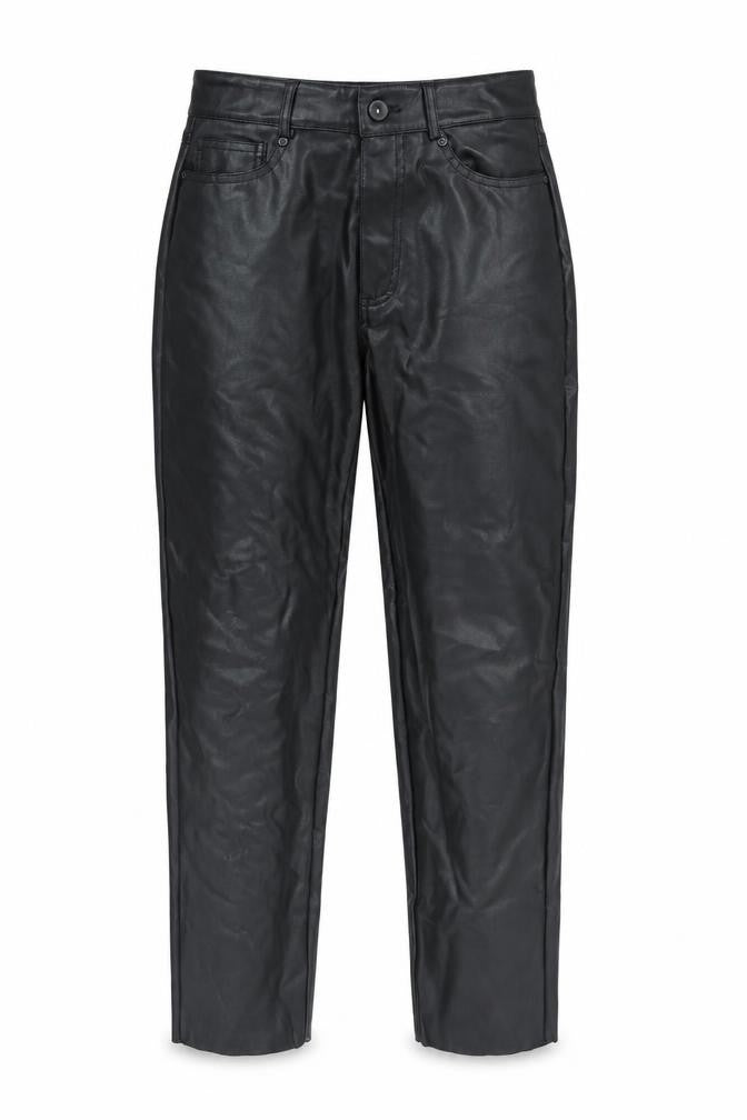 Front view of Only women’s black polyester trousers, size S, 27-inch leg regular zip