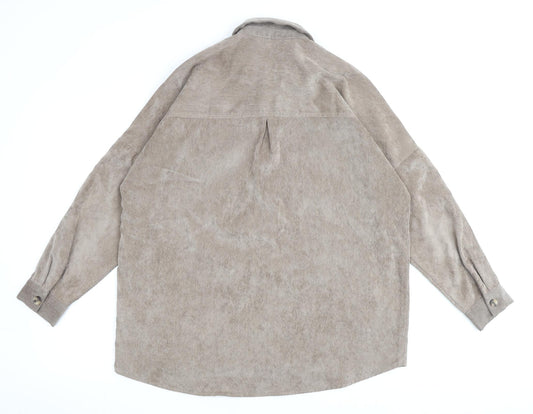 Stradivarius Womens Brown Cotton Basic Button-Up Size S Collared