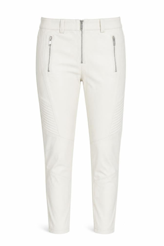 Topshop Womens Beige Polyurethane Trousers Size 10 L24 in Regular Zip