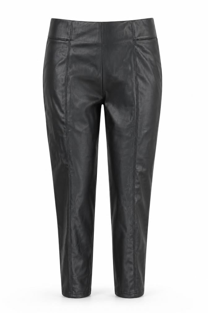 Marks and Spencer Womens Black Polyurethane Trousers Size 12 L28 in Regular