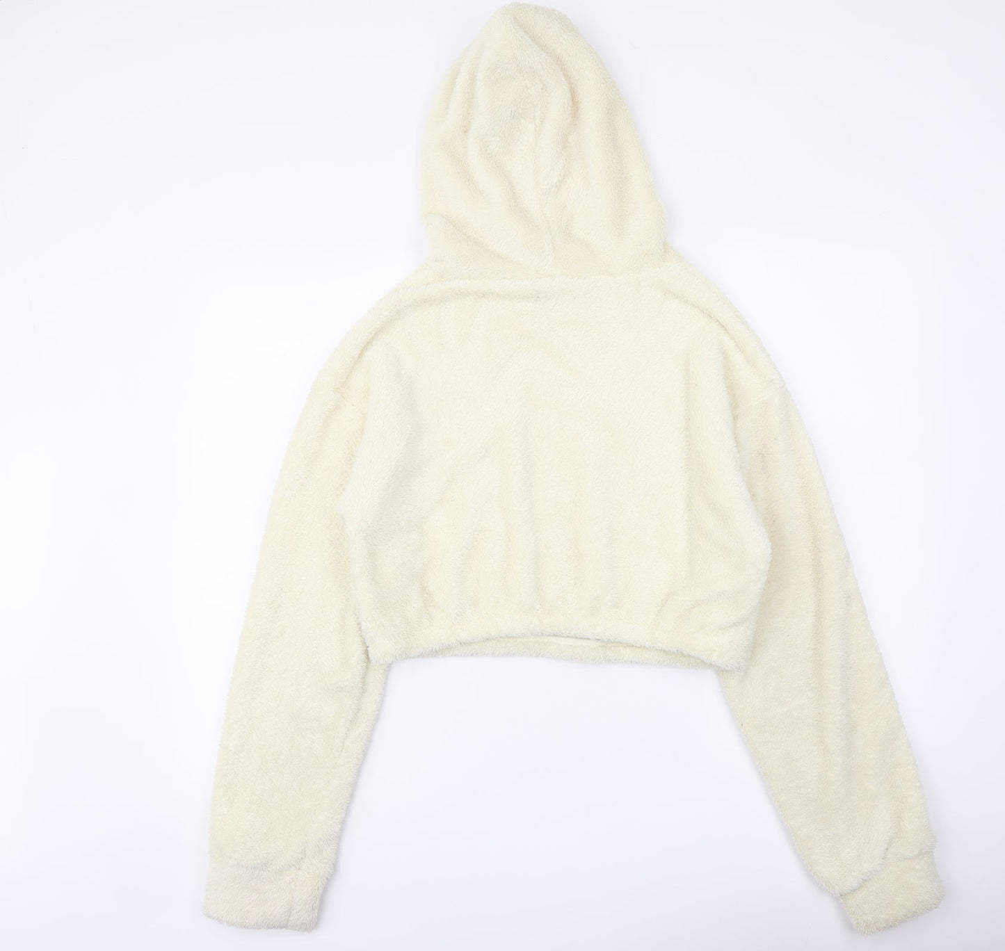 PRETTYLITTLETHING Womens Ivory Polyester Pullover Hoodie Size M Pullover
