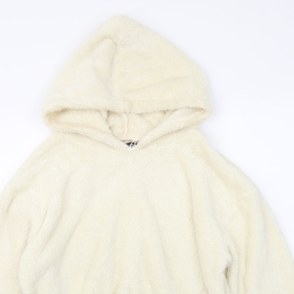 PRETTYLITTLETHING Womens Ivory Polyester Pullover Hoodie Size M Pullover