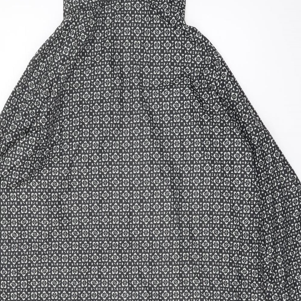 Marks and Spencer Womens Black Geometric Rain Coat Coat Size L Zip