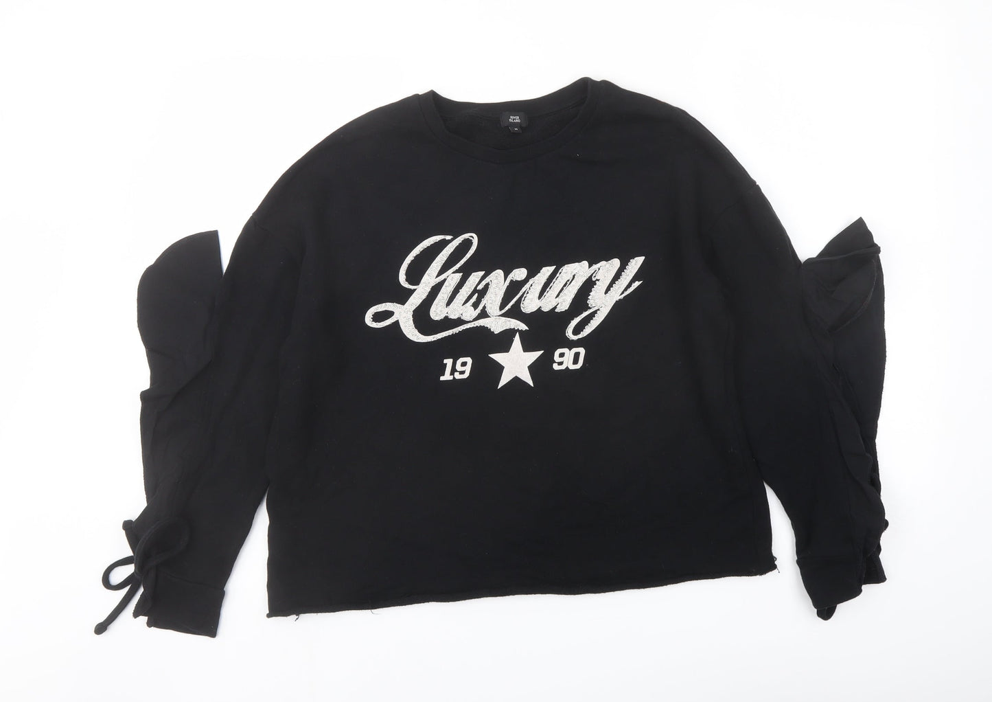 River Island Womens Black Cotton Pullover Sweatshirt Size M Pullover