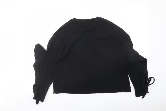 River Island Womens Black Cotton Pullover Sweatshirt Size M Pullover