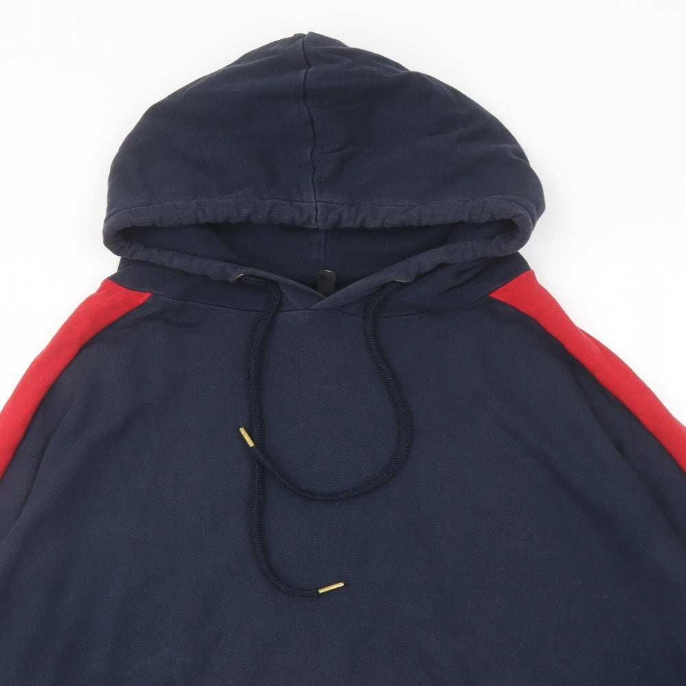 H&M Mens Blue Cotton Pullover Hoodie Size L
