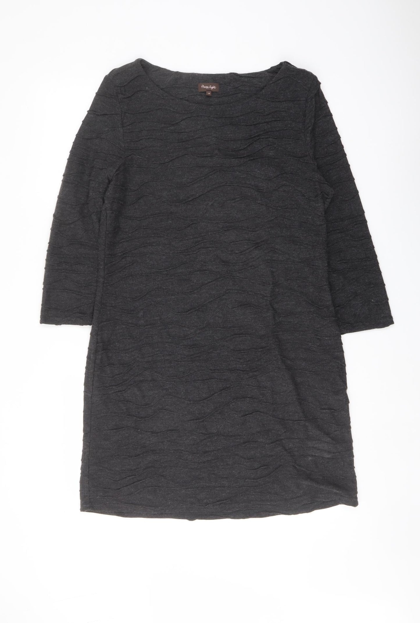 Phase Eight Womens Grey Acrylic Jumper Dress Size 14 Round Neck Pullover