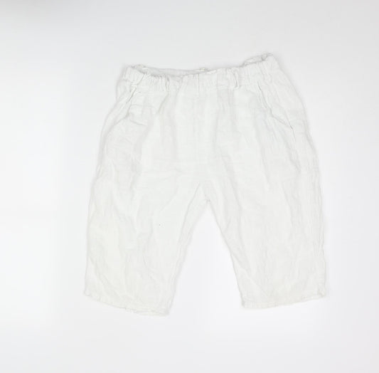 Piaza Italia Womens White Linen Bermuda Shorts Size 26 in L12 in Regular Pull On