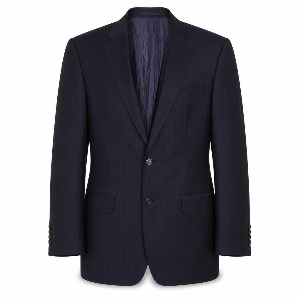 Savoy Taylors Guild Mens Blue Striped Wool Jacket Blazer Size 38 Regular