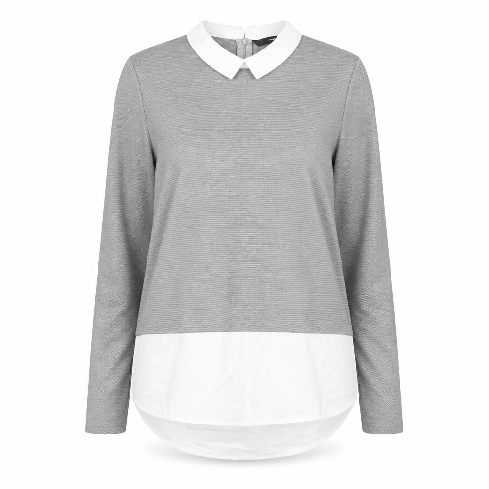 Womens UK Size M VERO MODA Grey Polyester Blouse