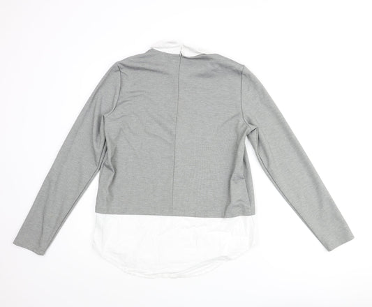 VERO MODA Womens Grey Polyester Basic Blouse Size M Collared
