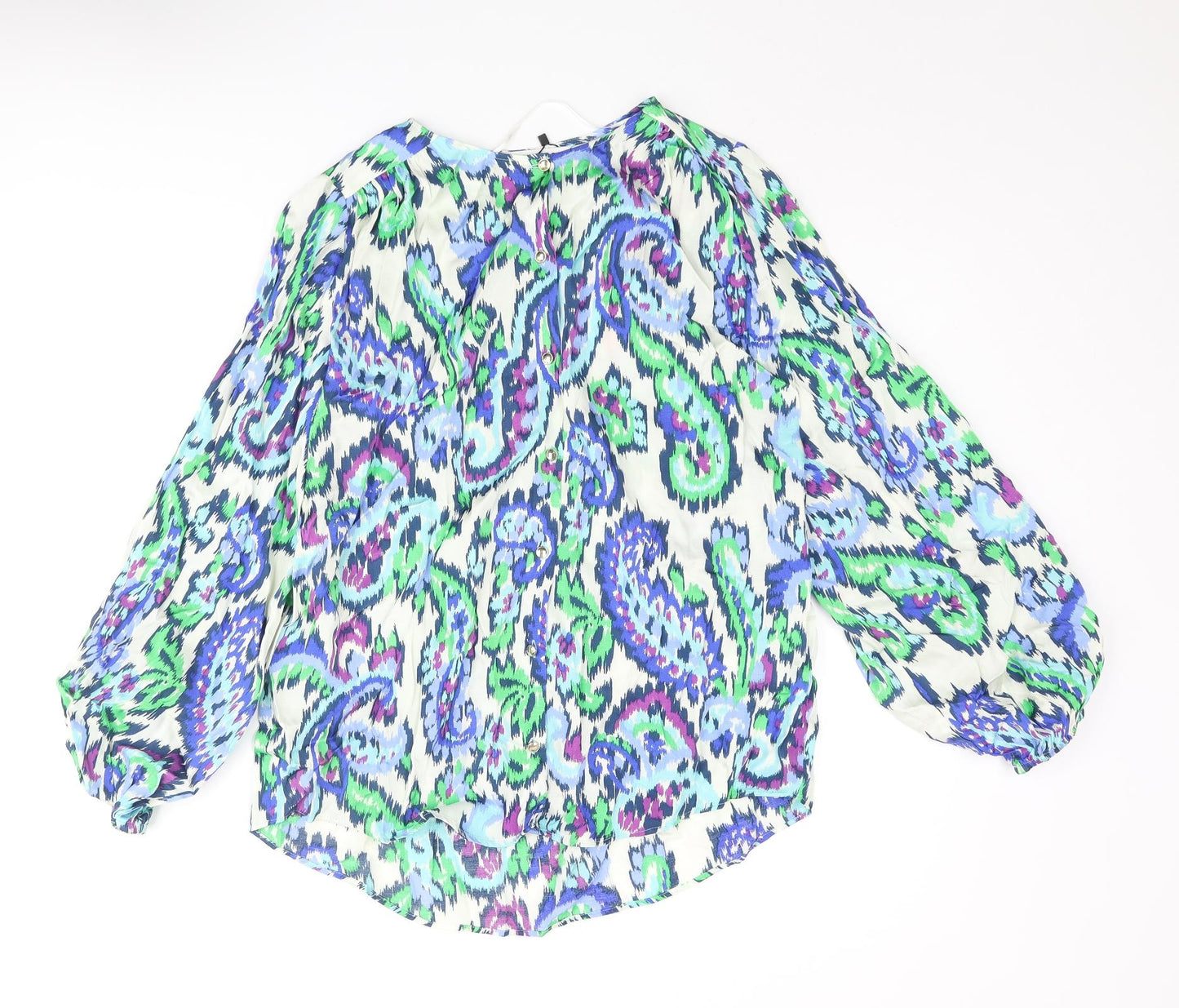 Zara Womens Multicoloured Paisley Viscose Basic Blouse Size XS Round Neck