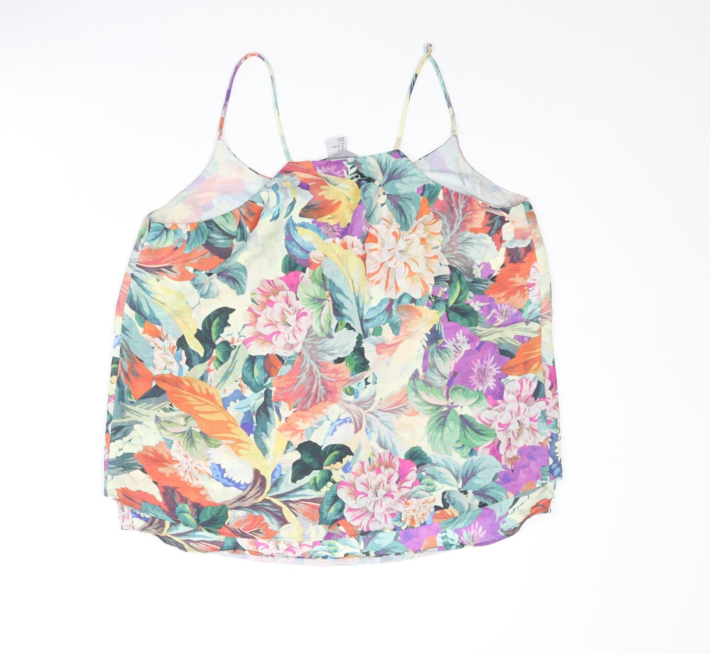 H&M Womens Multicoloured Floral Polyester Camisole Blouse Size 10 Round Neck
