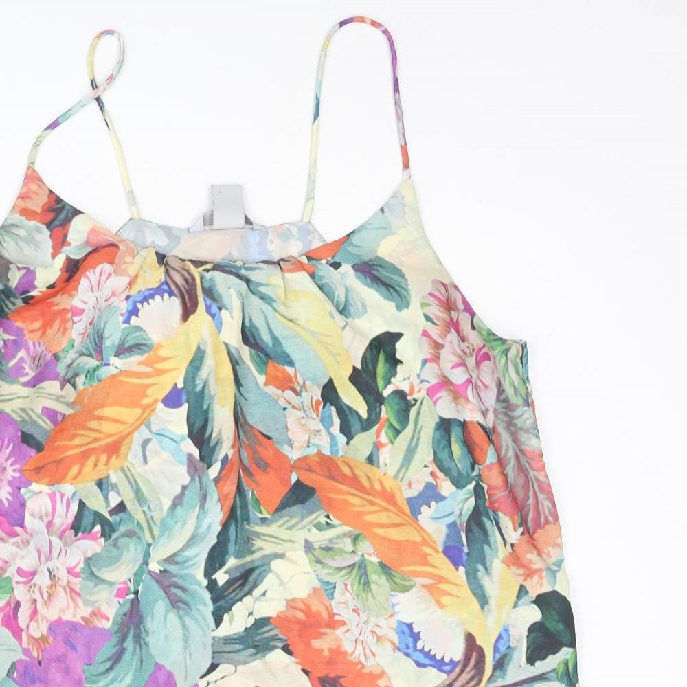 H&M Womens Multicoloured Floral Polyester Camisole Blouse Size 10 Round Neck