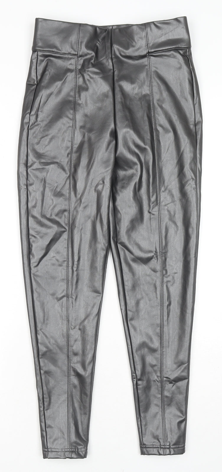 Marks and Spencer Womens Black Polyester Pedal Pusher Trousers Size 8 L25 in Regular