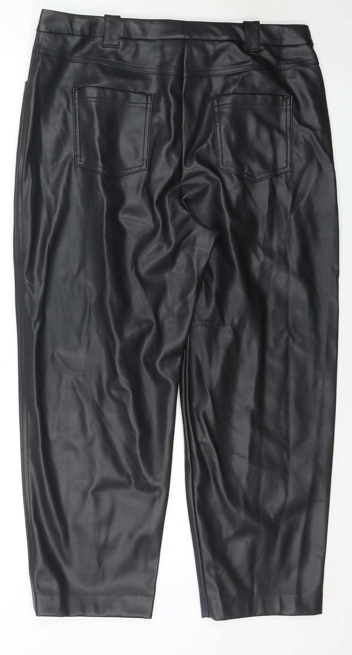 Marks and Spencer Womens Black Polyester Trousers Size 18 L24 in Regular Zip