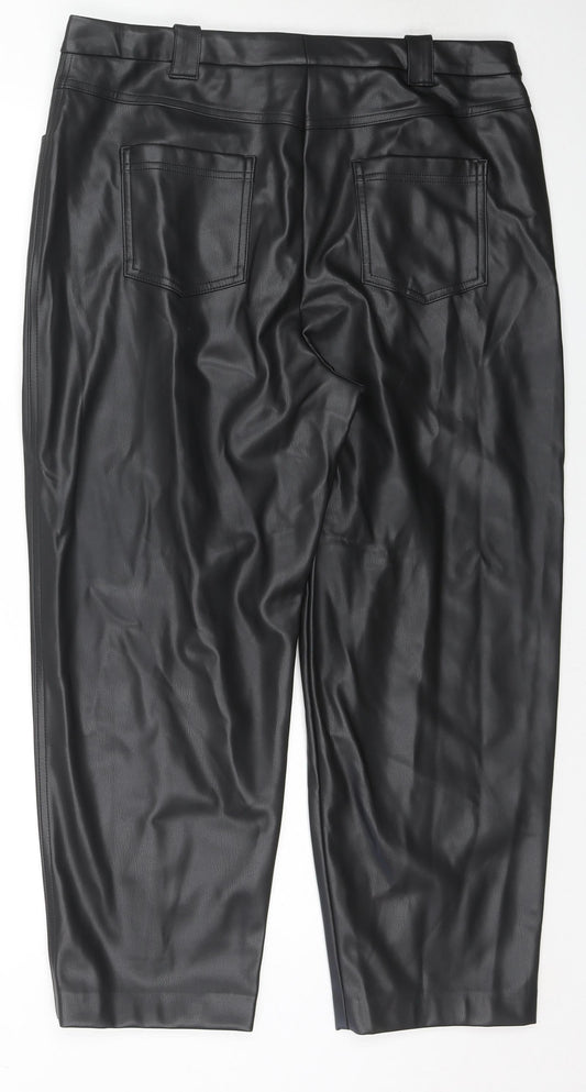 Marks and Spencer Womens Black Polyester Trousers Size 18 L24 in Regular Zip