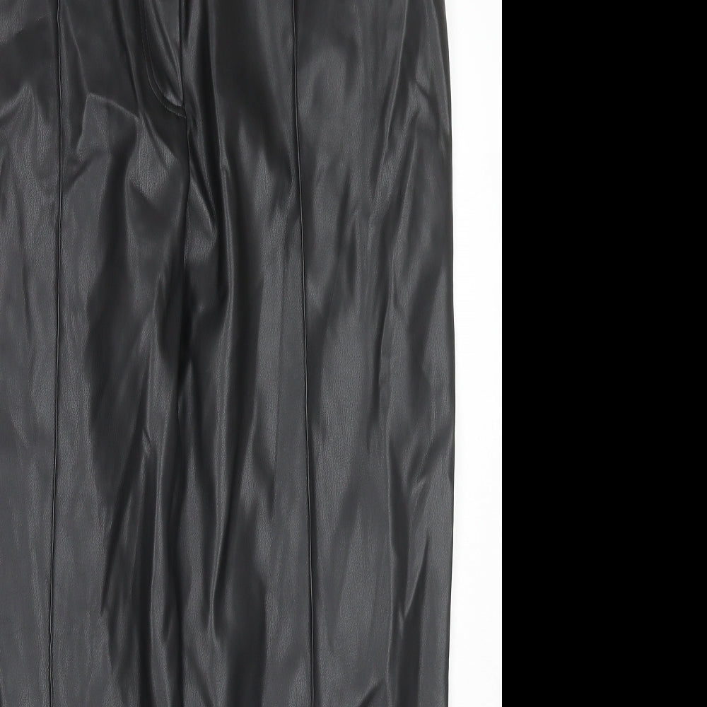 Marks and Spencer Womens Black Polyester Trousers Size 18 L24 in Regular Zip