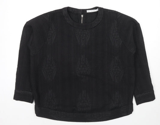 & Other Stories Womens Black Geometric Polyester Basic Blouse Size 8 Round Neck