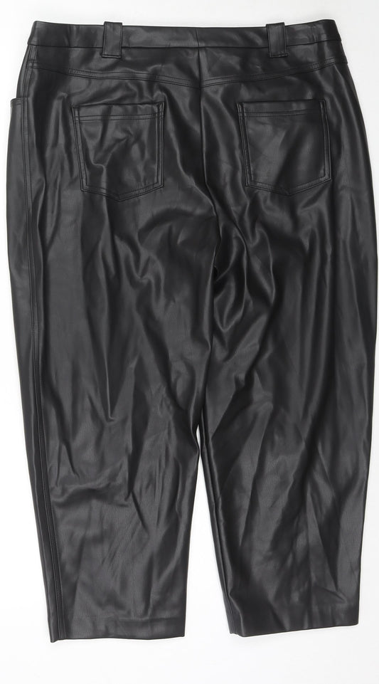 Marks and Spencer Womens Black Polyester Trousers Size 20 L23 in Regular Zip