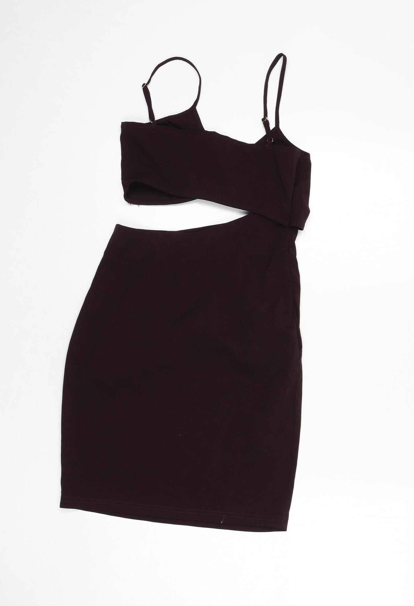 NaaNaa Womens Purple Polyester Bodycon Size 10 V-Neck Zip - Mini, Cut Out