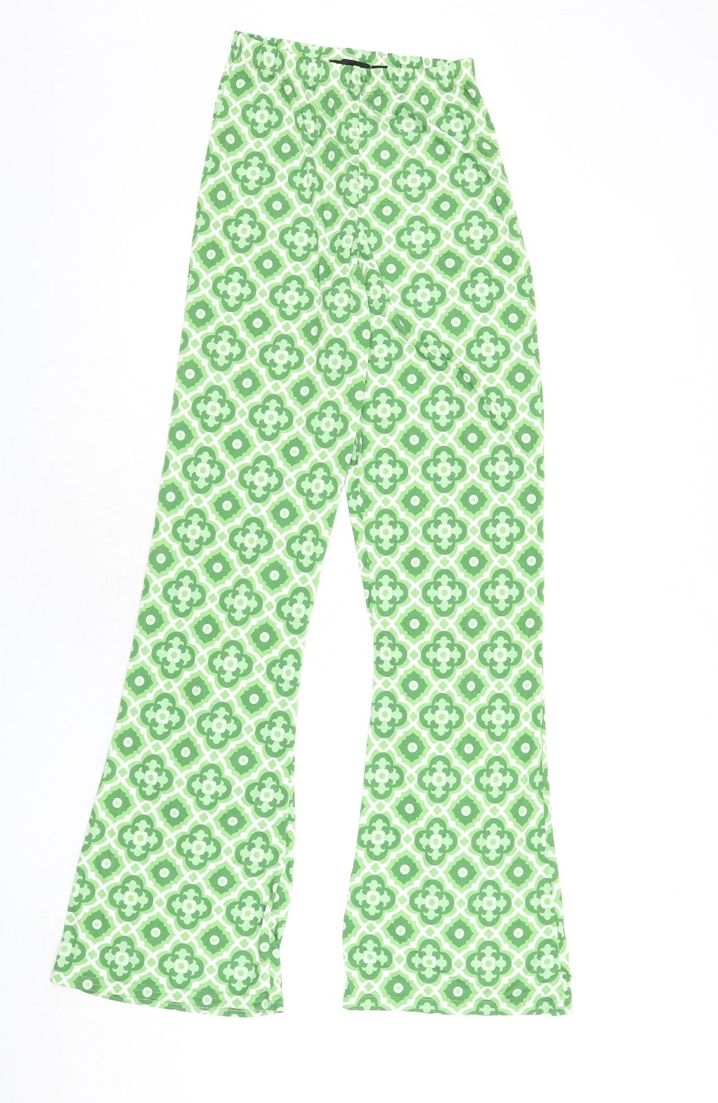 I SAW IT FIRST Womens Green Geometric Polyester Trousers Size 8 L30 in Regular