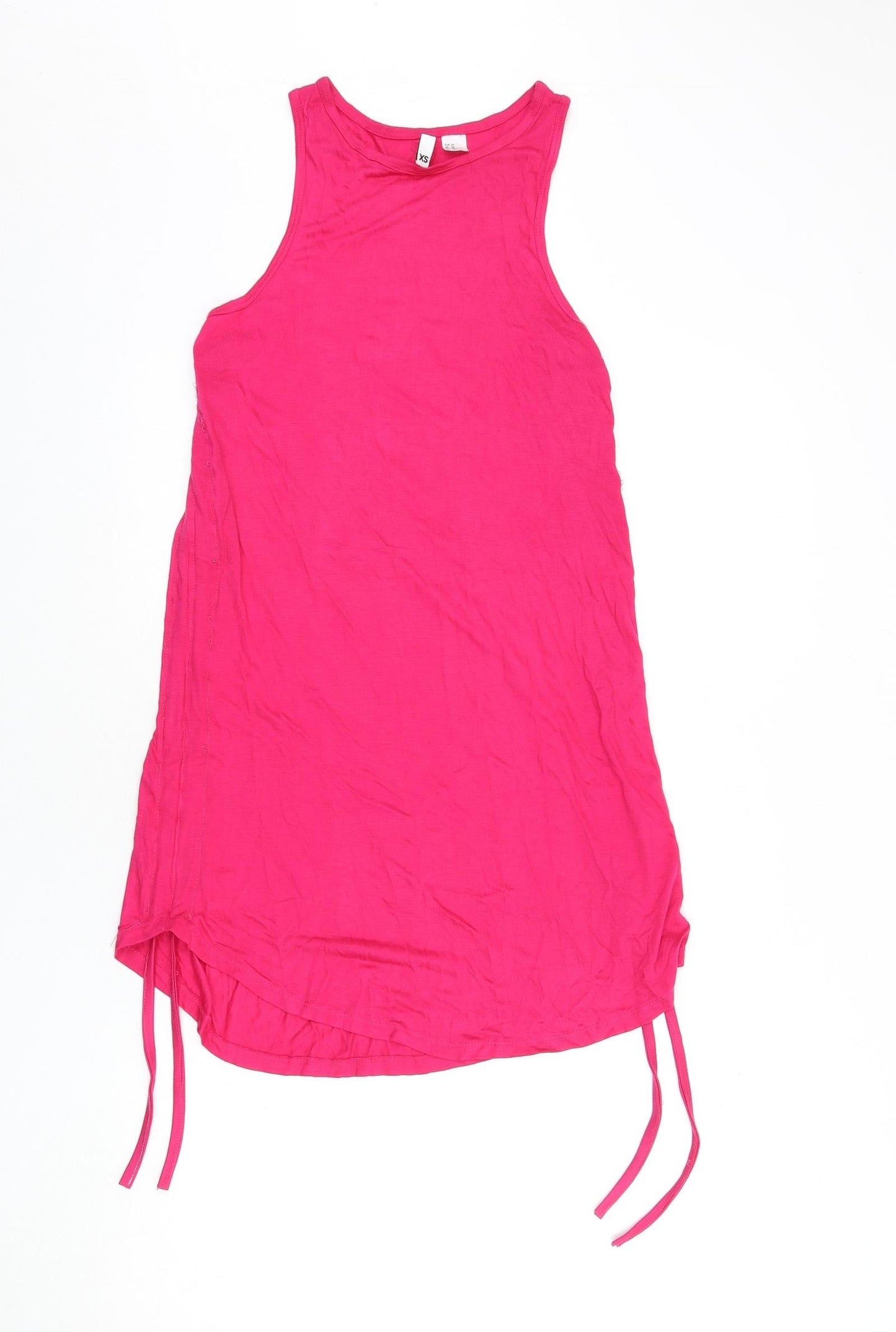Divided by H&M Womens Pink Polyester Tank Dress Size XS Round Neck Pullover - Tie Detail
