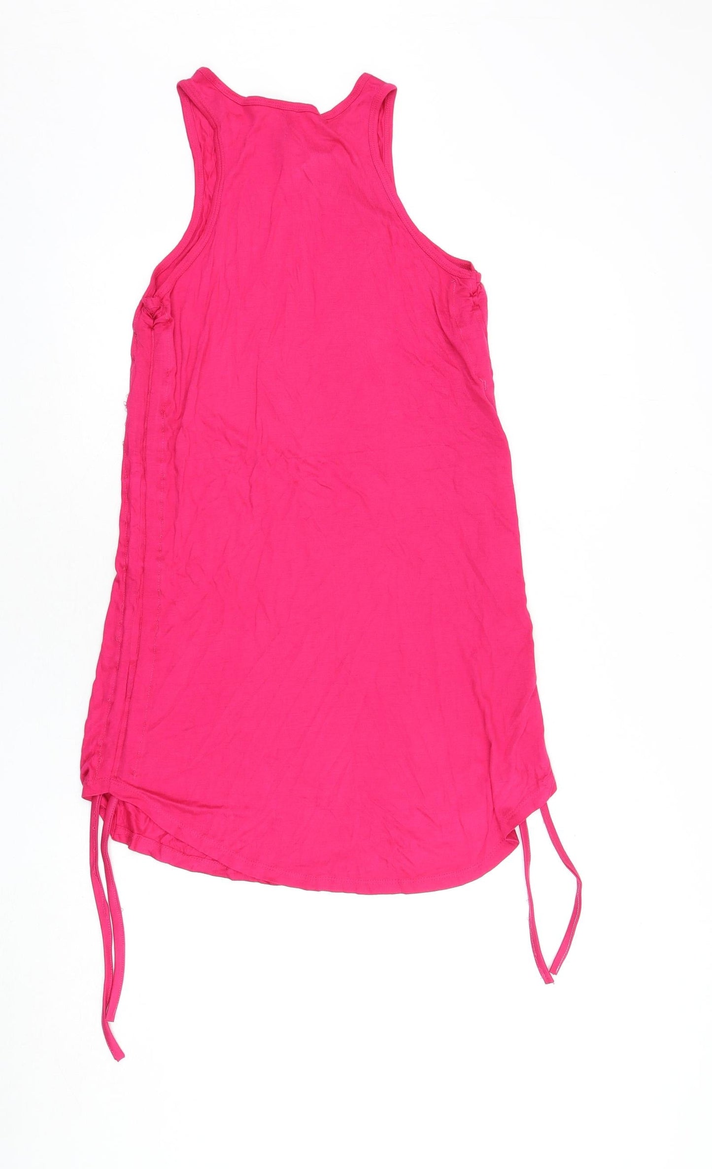 Divided by H&M Womens Pink Polyester Tank Dress Size XS Round Neck Pullover - Tie Detail