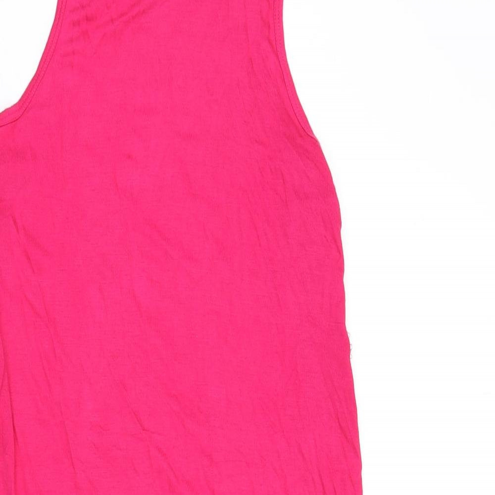 Divided by H&M Womens Pink Polyester Tank Dress Size XS Round Neck Pullover - Tie Detail