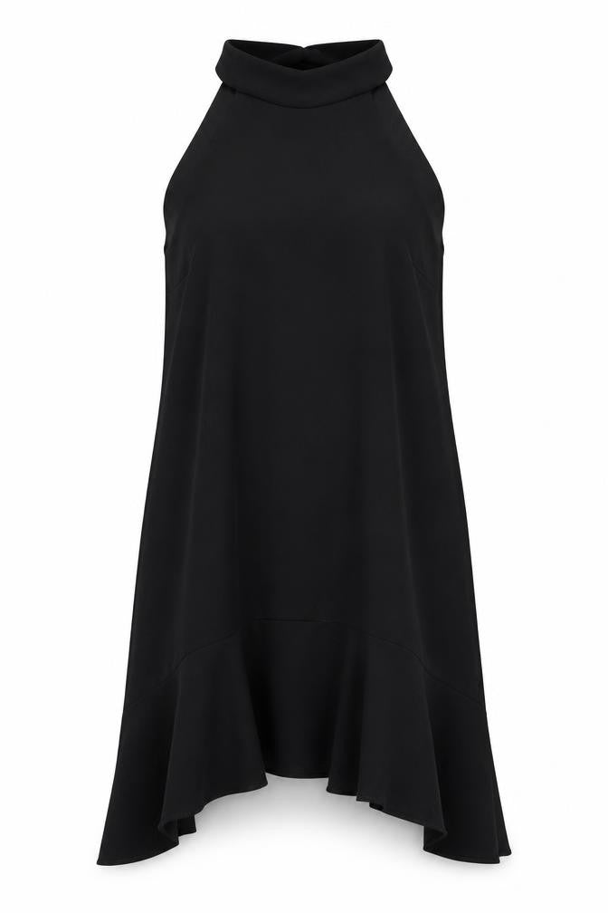 River Island Womens Black Polyester A-Line Size 10 Round Neck Tie - Asymmetric Hem