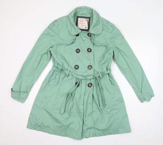 New Look Womens Green Overcoat Coat Size 14 Button