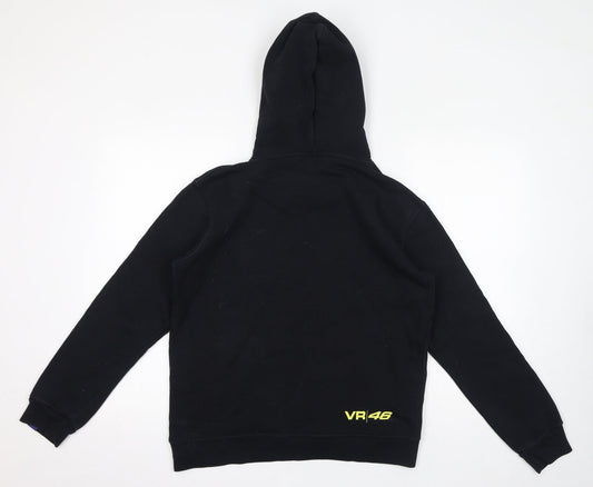 VR46 Boys Black Cotton Pullover Hoodie Size L Pullover - Racing Helmets