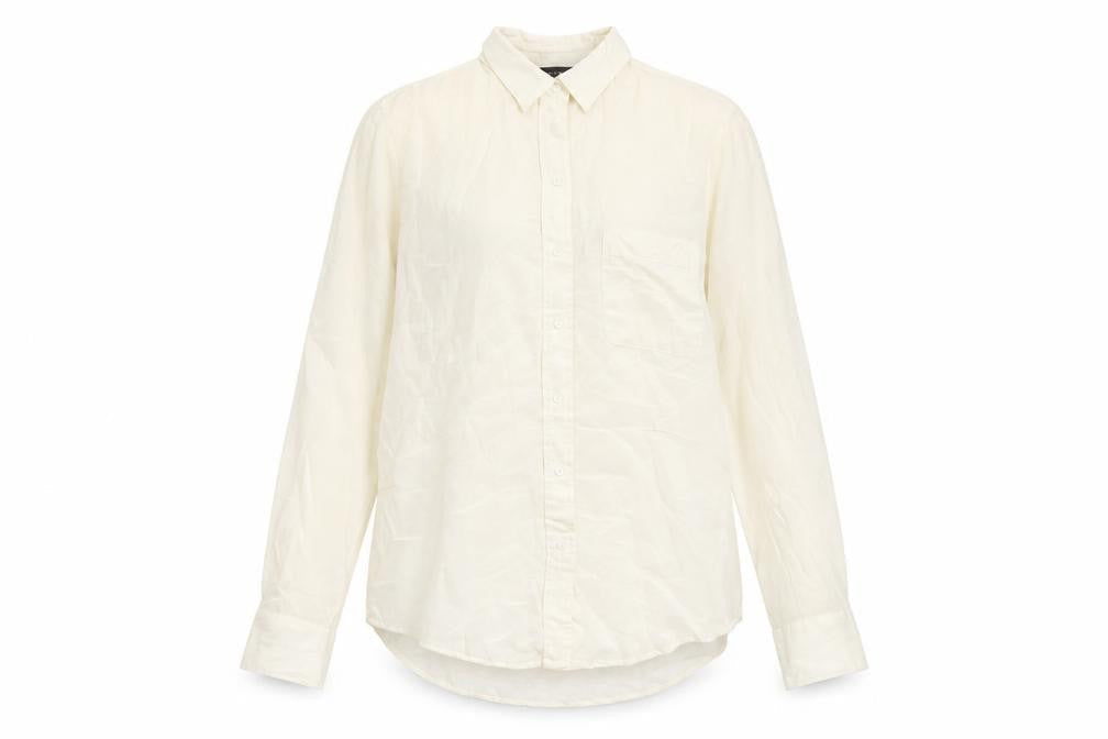 Zara Womens Ivory Polyester Basic Button-Up Size M Collared