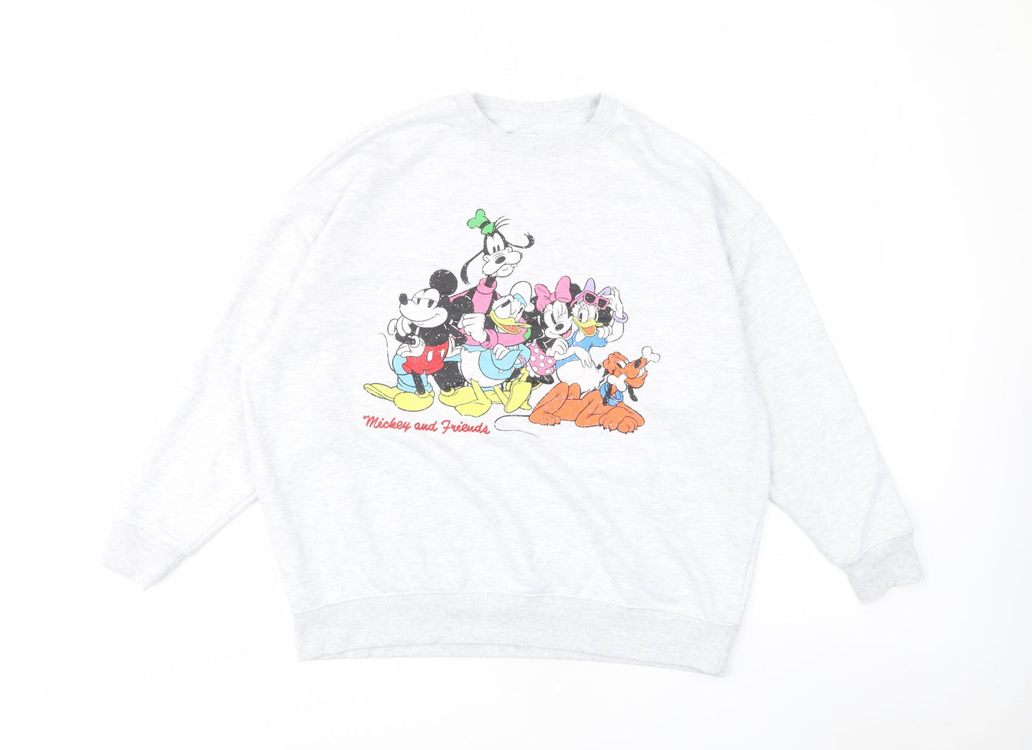 Disney Womens Grey Cotton Pullover Sweatshirt Size S Pullover - Mickey & Friends