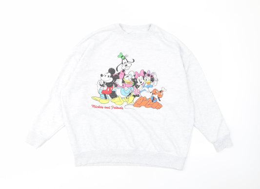 Disney Womens Grey Cotton Pullover Sweatshirt Size S Pullover - Mickey & Friends