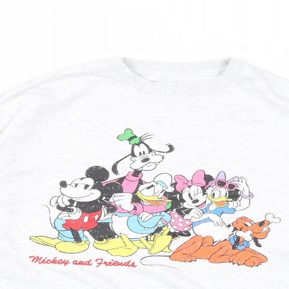 Disney Womens Grey Cotton Pullover Sweatshirt Size S Pullover - Mickey & Friends