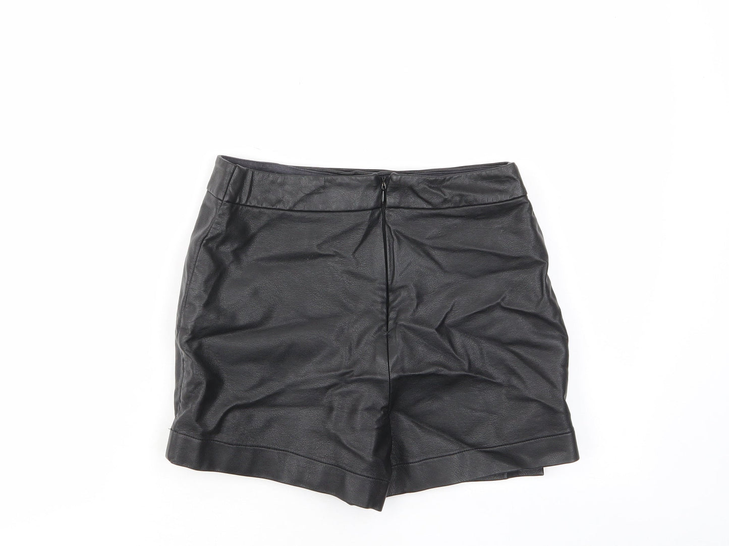 River Island Womens Black Polyurethane A-Line Skirt Size 8 Button